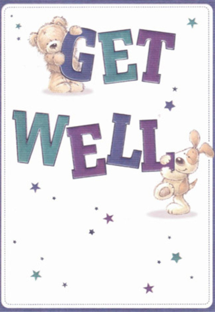 Brimming with the warmth and tenderness often felt along the friendly streets of Rotherhithe, this get well card beautifully captures a sense of gentle encouragement through artful illustration. A plush bear and a spirited puppy are depicted surrounded by dancing stars, their endearing forms radiating playful positivity. The typography-large, robust, and shaded with purples and aquas-anchors the scene with steadfast reassurance, echoing the confidence of Rotherhithe's proud community spirit. There's a palpable tactility to the depiction: the bear's plush fur and the puppy's floppy ears invite a comforting touch, much like the familiar embrace of home or the cozy ambiance at a neighbourhood bakery on Albion Street. One can imagine pairing this card with a cheerful bouquet from the local market, the combined offering casting a radiant glow of hope and genuine care. Balancing lightness and warmth, this card's mood is tailored to lift spirits and provide a heartfelt connection to anyone needing a ray of comfort.